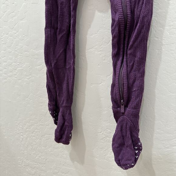 Posh Peanut Purple Waffle Footie Zipper Pajamas - Picture 4 of 8